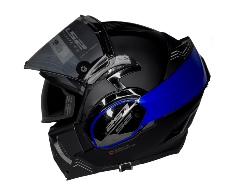 Casco Articulado FF900 HAMMER Negro Mate Azul Direli Motos