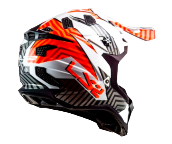 Casco Para Cross Ls Mx Astro Blanco Naranja Direli Motos