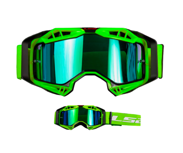 Lente Para Cross Ls Aura Negro Verde Visor Iridium Direli Motos