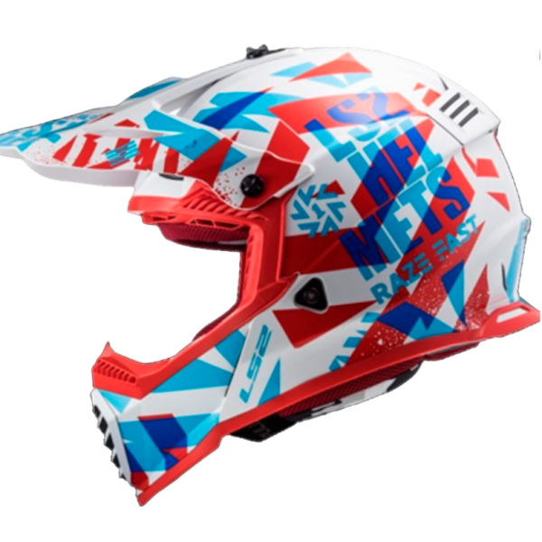 Casco Para Cross Ls Mx Funky Blanco Rojo Direli Motos