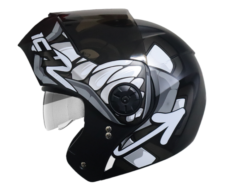 Casco Para Moto Abatible ICH 3110 RAW Negro Mate Direli Motos