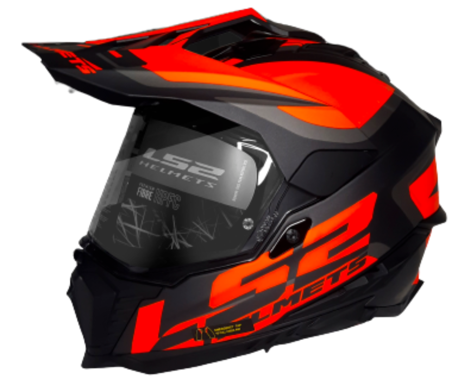 Casco moto LS2 MX701 EXPLORER negro mate/naranja - Direli Motos