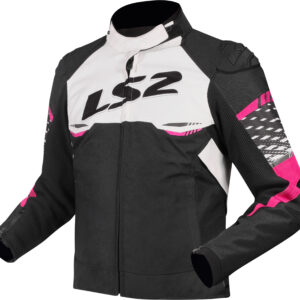 Casaca para moto de mujer LS2 APEX negro / blanco / rosado