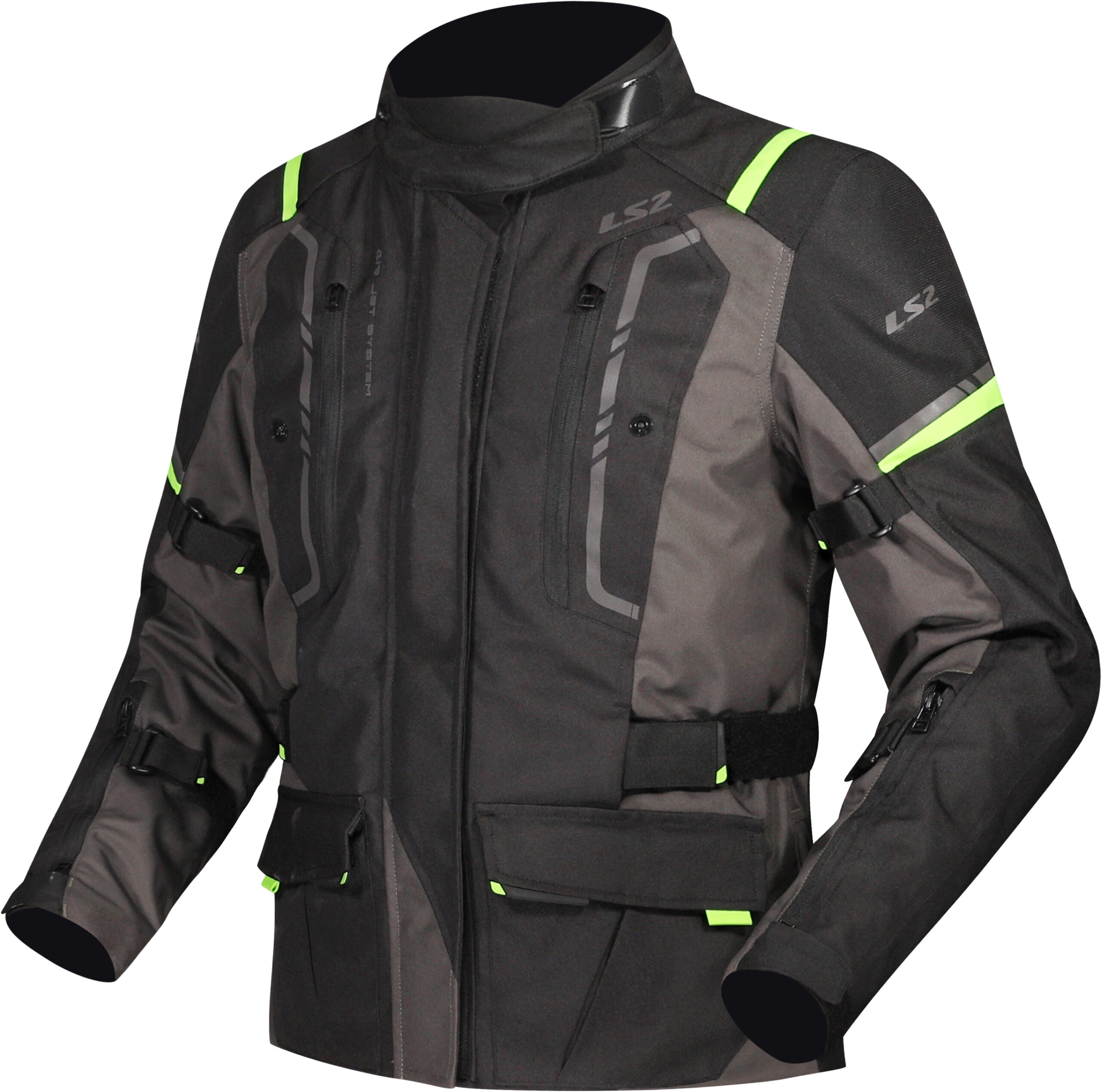 LS2 NARVIK LADY JACKET GREY BLACK HI-VI YELLOW copia