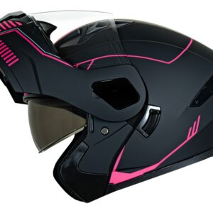 Casco abatible para moto KRATOZ EVO K35 ASHLER negro mate / pink