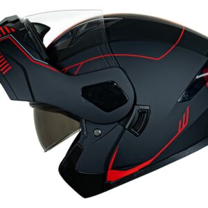 Casco abatible para moto KRATOZ EVO K35 ASHLER negro mate / rojo