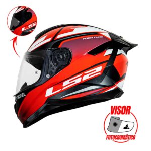 Casco integral para moto LS2 FLASH II IMPACT rojo / blanco - VPHOTOCROM