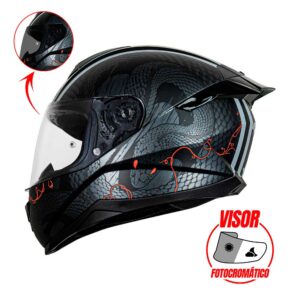 Casco integral para moto LS2 FLASH II SERPENT negro mate / chino - VPHOTOCROM