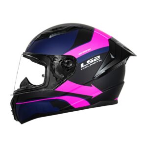 Casco integral para moto LS2 VIGO VISION azul mate / fucsia