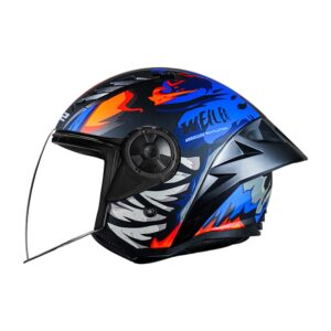 Casco abierto para motociclista LS2 OF616 WEILER negro mate / azul / naranja - ECE2206