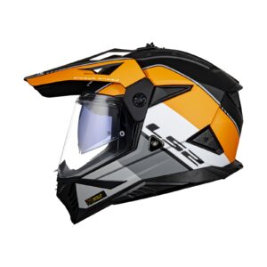 Casco para moto LS2 MX702 PIONER II RALLY naranja mate / blanco