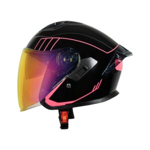 Casco abierto para moto KRATOZ K15 ASHLER negro / rosado – DOT