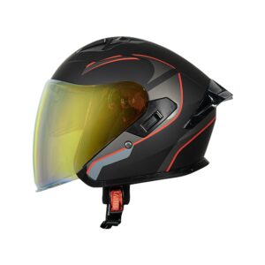 Casco abierto para moto KRATOZ K15 VAIKEN negro mate / rojo – DOT
