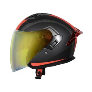Casco abierto para moto KRATOZ K15 VIPER negro mate / rojo – DOT