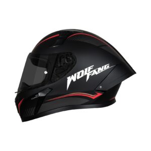 Casco integral para moto XKUDO X-357 WILD WOLF negro mate / rojo - V. HUMO