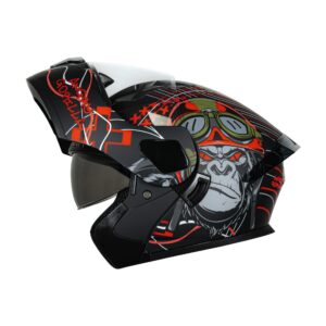 Casco abatible para moto KRATOZ EVO K35 GORILA gris mate / rojo