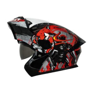 Casco abatible para moto KRATOZ EVO K35 KUROZ gris / rojo