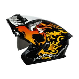 Casco abatible para moto KRATOZ EVO K35 SKULL gris / naranja