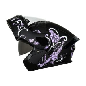 Casco abatible para moto KRATOZ EVO K35 ZAIRA negro mate / morado