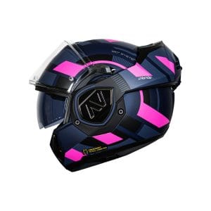 Casco articulado para moto LS2 FF906 VELUM azul mate / rosado fluo - ECE2206