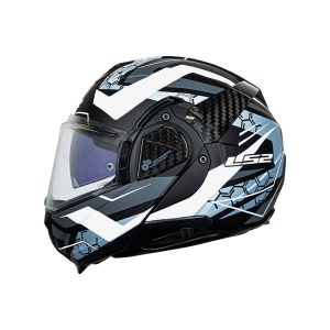 Casco articulado para moto LS2 FF910 D.STORM negro mate / blanco / gris - ECE2206