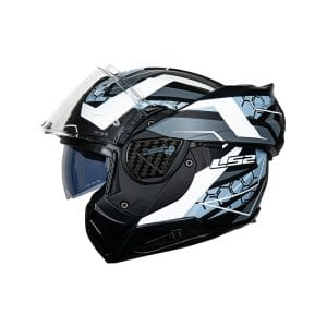 Casco articulado para moto LS2 FF910 D.STORM negro mate / blanco / gris - ECE2206