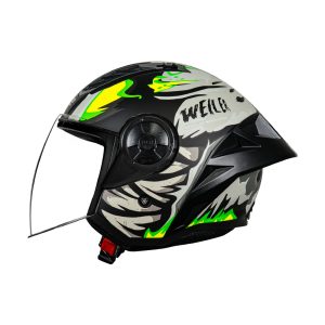 Casco abierto para motociclista LS2 OF616 WEILER negro mate / verde / gris - ECE2206