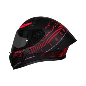Casco integral para moto XKUDO X-357 AXION negro mate / rojo- V. HUMO