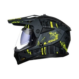 Casco para moto LS2 MX702 CRAZY negro mate / amarillo fluo