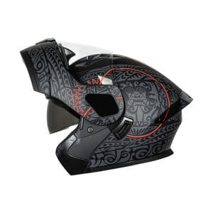 Casco abatible para moto KRATOZ EVO K35 RUNAK gris mate / rojo