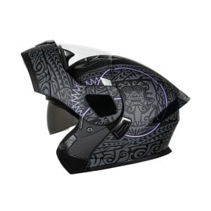 Casco abatible para moto KRATOZ EVO K35 RUNAK purpura mate / gris