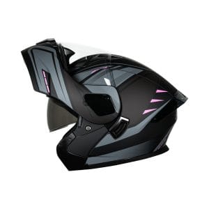 Casco abatible para moto KRATOZ EVO K35 SHOKAN negro mate / rosado