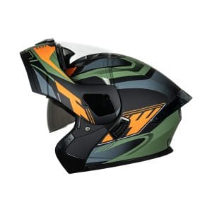 Casco abatible para moto KRATOZ EVO K35 ZAIKIL verde mate / naranja