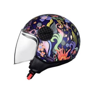 Casco abierto para moto LS2 OF558 LUX II  BLOOM azul mate / rosado - ECE2206