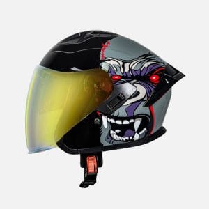Casco abierto para moto KRATOZ K15 BANDAR negro / rojo – DOT