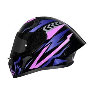 Casco integral para moto XKUDO X-357 DIANE negro / purpura / rosado - V. HUMO