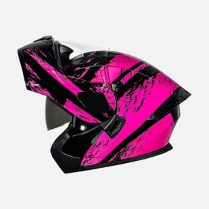 Casco abatible para moto KRATOZ EVO K35 SPLASH negro / rosado