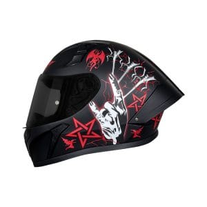 Casco integral para moto XKUDO X-357 OZY negro mate / rojo - V. HUMO