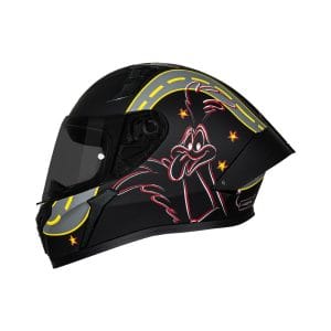 Casco integral para moto XKUDO X-357 AKME negro mate / amarillo - V. HUMO