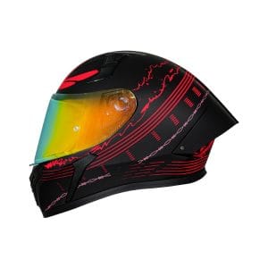 Casco integral para moto XKUDO X-357 AXION negro mate / rojo V-REVORED