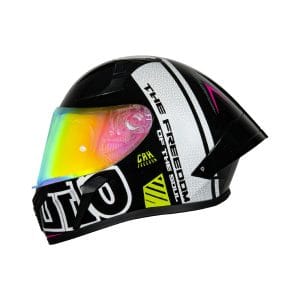 Casco integral para moto XKUDO X-357 FREEDOM negro / blanco / purpura V-REVOROSADO