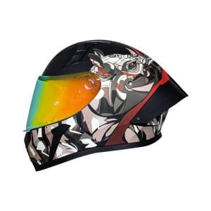 Casco integral para moto XKUDO X-357 RINOX negro mate / rojo V-REVORED