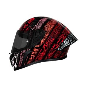Casco integral para moto XKUDO X-357 SKAR negro / rojo - V. HUMO