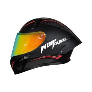 Casco integral para moto XKUDO X-357 WILD WOLF negro mate / rojo V-REVORED