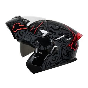 Casco abatible para moto KRATOZ EVO K35 KROW negro / rojo